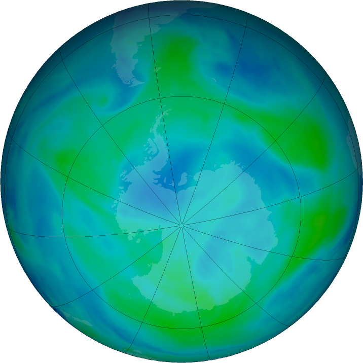 Antarctic ozone map for 26 February 2023